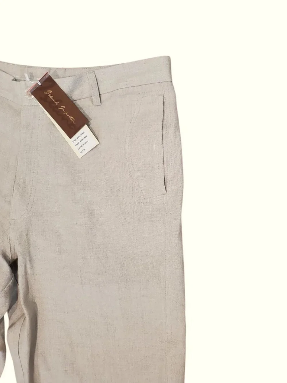 ISLAND IMPORTER Men's 100% Linen Amalfi Pant Italian-Style in Natural SZ 34